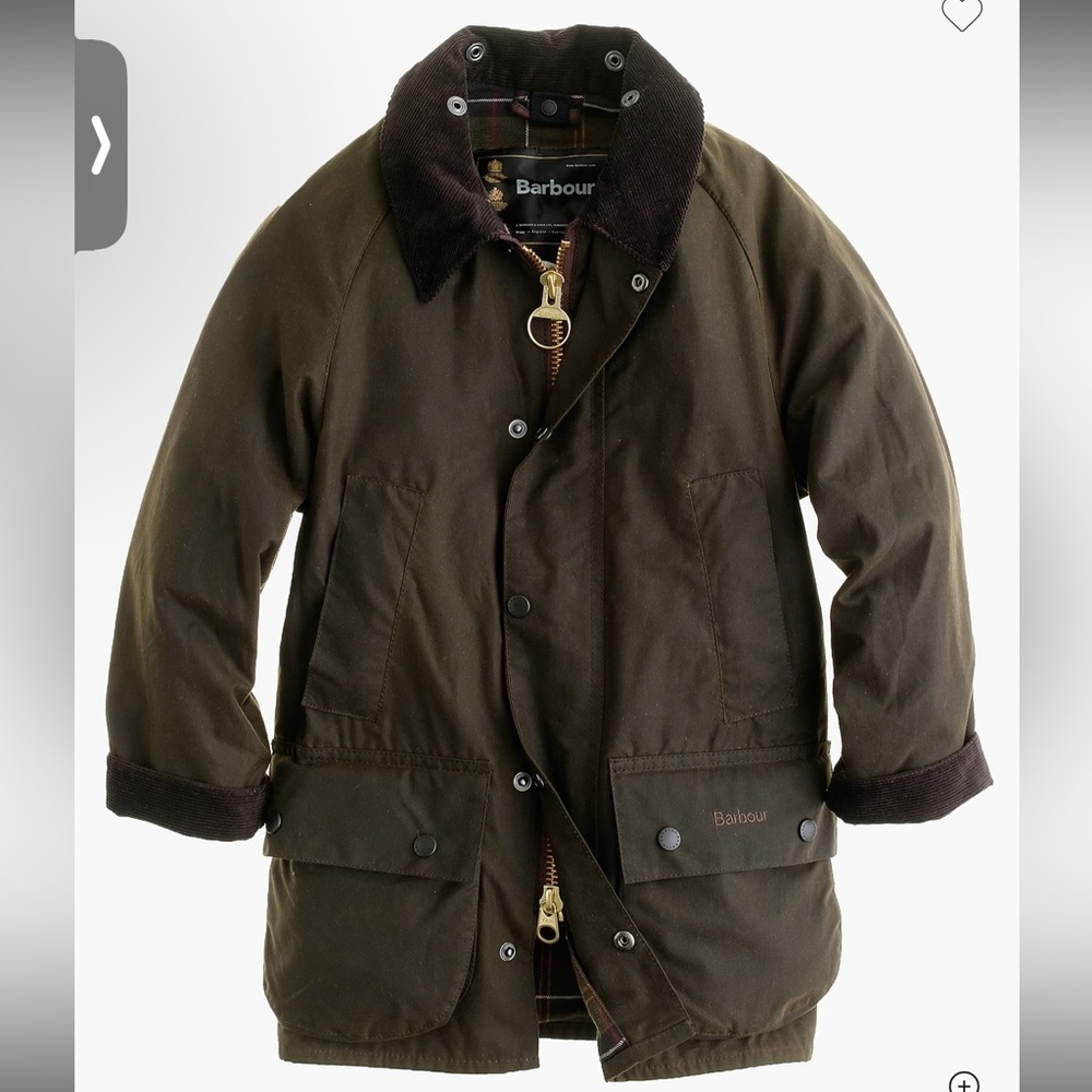 Barbour Boys Beaufort Waxed Cotton Jacket Olive Green Size Large Excellent Condi - Picture 12 of 12